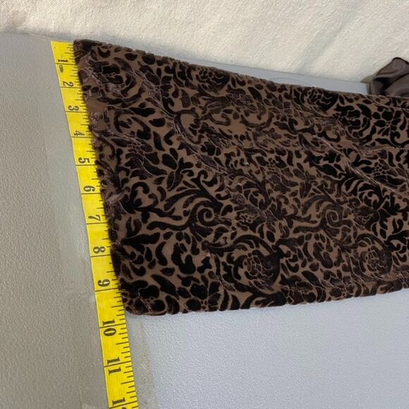 Valerie Stevens Womens Velvet Burnout Scarf Whimsigoth Y2K Silk Blend Brown Goth - Picture 6 of 10